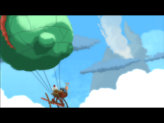 A cut scene from chronology. In this particular showcase, the inventor uses a hot air balloon to float to where he needs to be.
