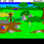 One of the puzzles that Sierra simplified in the remake was the gnome puzzle.  This particular picture is of the original gnome in his authentic setting.  The funny thing?  Guessing correctly set you up for /another/ ridiculous puzzle.