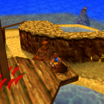 Each world in Banjo-Kazooie is different from the last. In this world, we're in a seaside-adventure sort of place. There are palm trees, beaches and sharks.